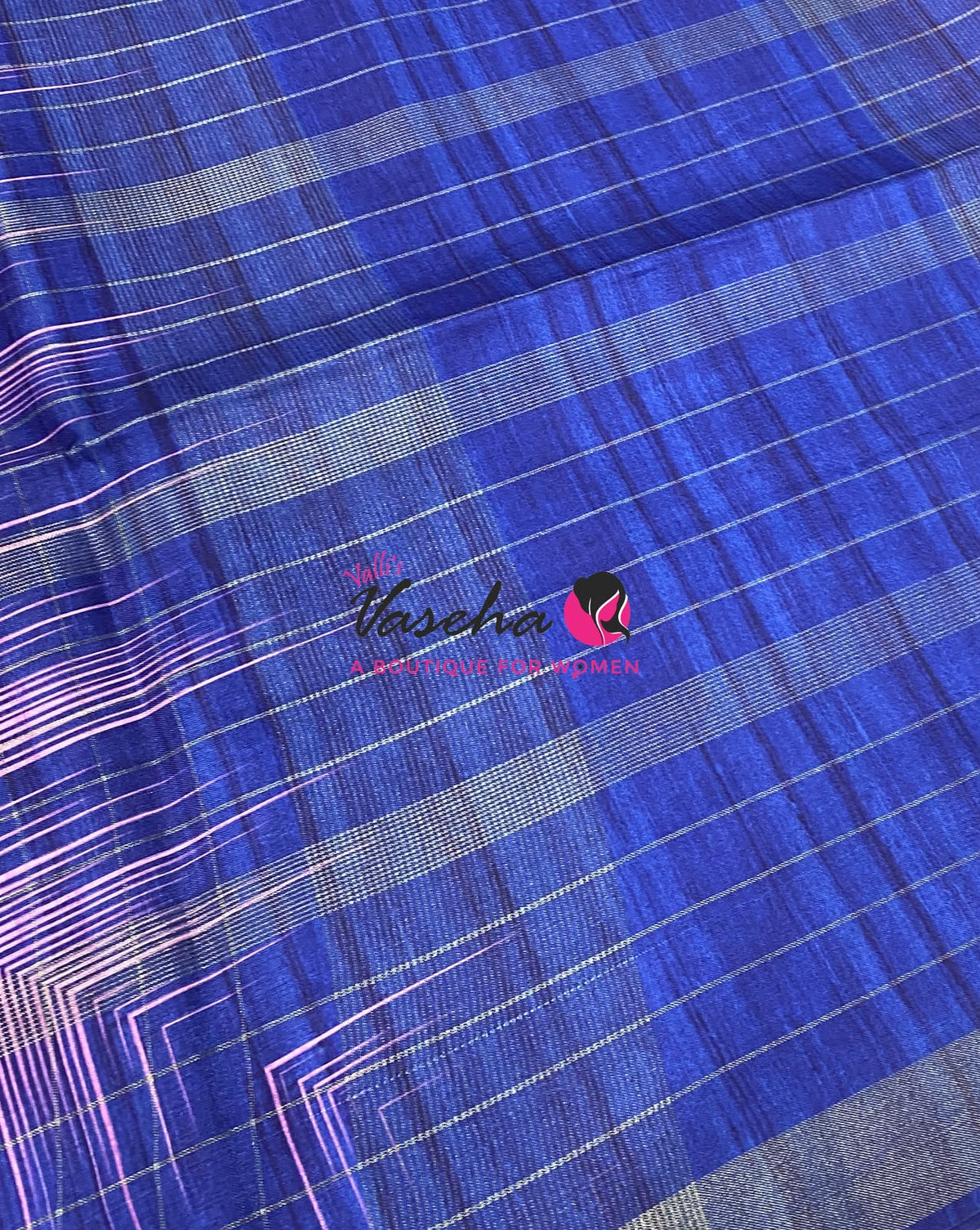 Semi Art Tussar Silk  / Art Silk - Pink & Blue - VVATS007