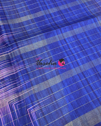 Semi Art Tussar Silk  / Art Silk - Pink & Blue - VVATS007
