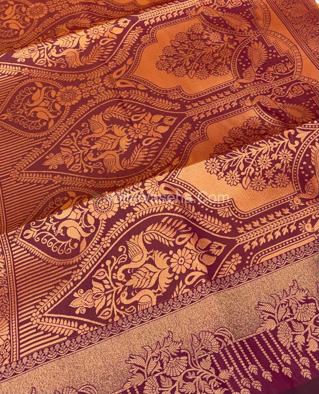 Semi Soft Silk - Peach Gold With Maroon Shade -VVSSS030 - 6