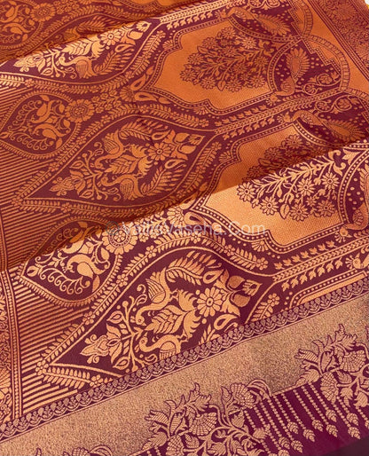Semi Soft Silk - Peach Gold With Maroon Shade -VVSSS030 - 6