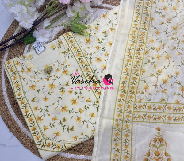 Ready Made | Semi Anarkali Set  (3pc)|Cotton |VVRMS034