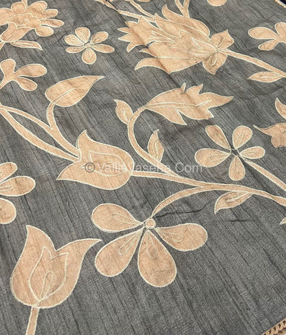 Semi Raw Silk with embroidery work - VVSRS001