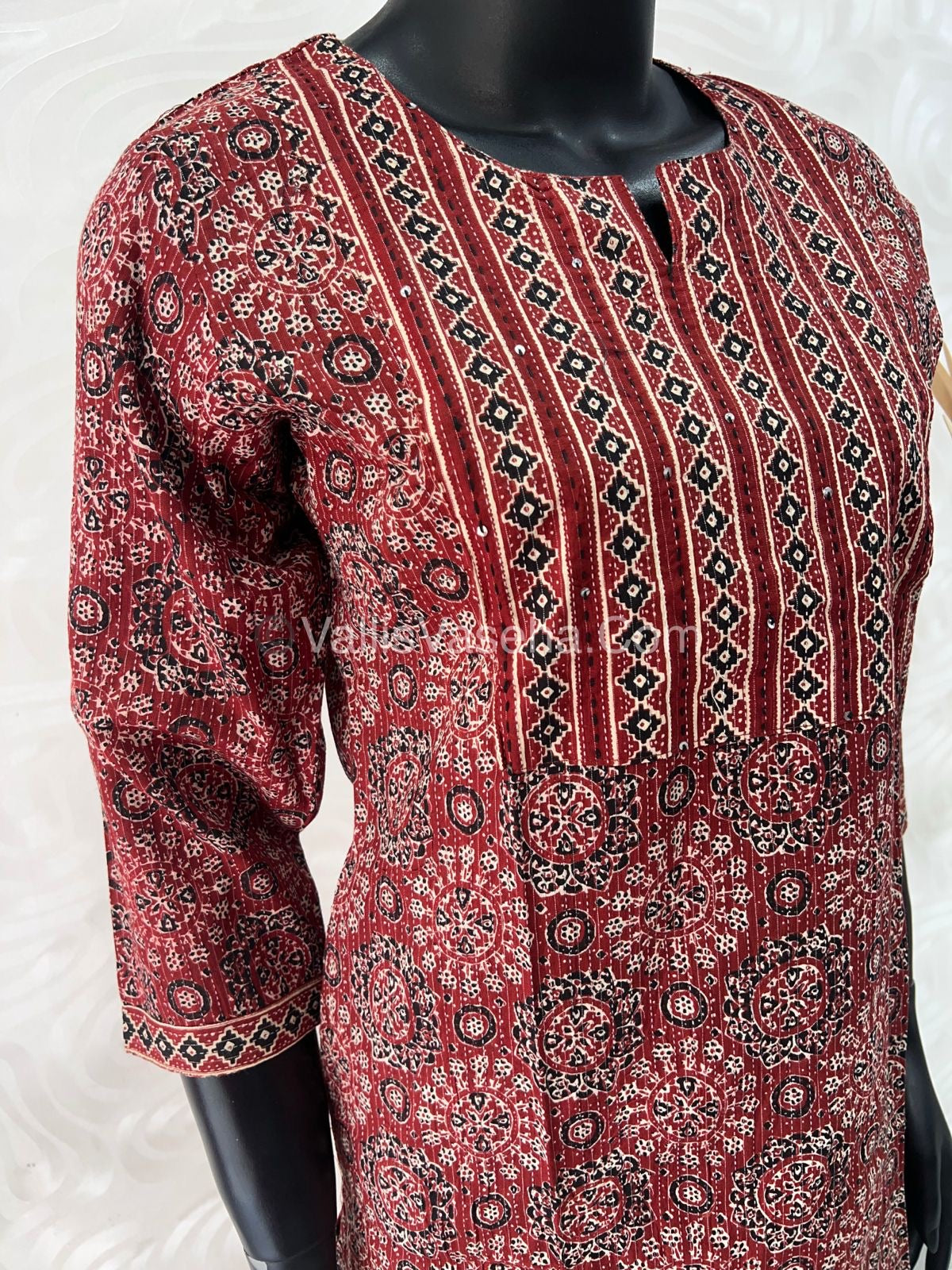 Trendy Printed  Cotton - Co-ord Set - Maroon Shade - VVRCS001