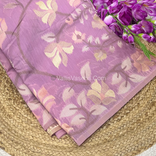 Semi Raw Silk with Jamdhani Design Weaving - Lilac / Light Lavendar shade VVRS001