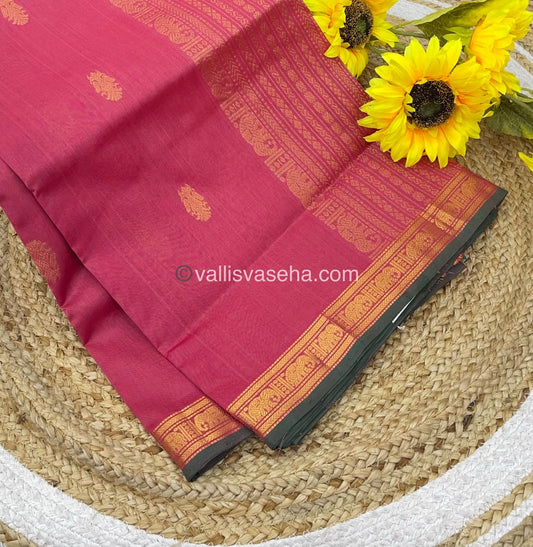 Pure Silk Cotton Saree - Retta Mayil Design - VVRMS001
