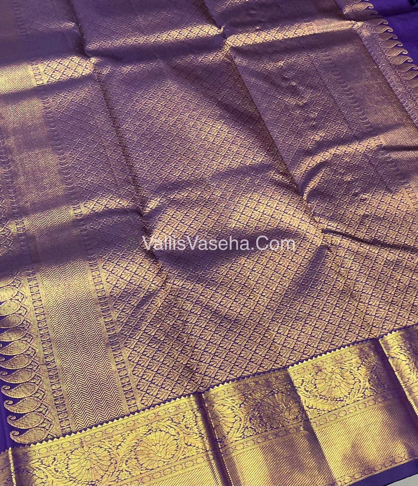 Pure Kanchipuram Silk Saree - Vaira Voosi design - Purple shade  - VVPS014