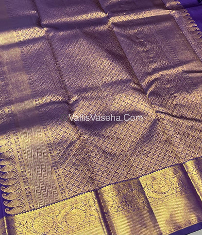Pure Kanchipuram Silk Saree - Vaira Voosi design - Purple shade  - VVPS014