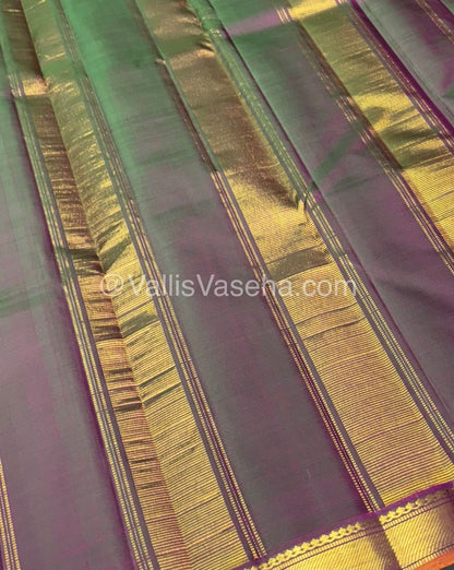 Pure Kanchipuram Silk Saree - Pink & Manthulir Green Combo - VVPS016