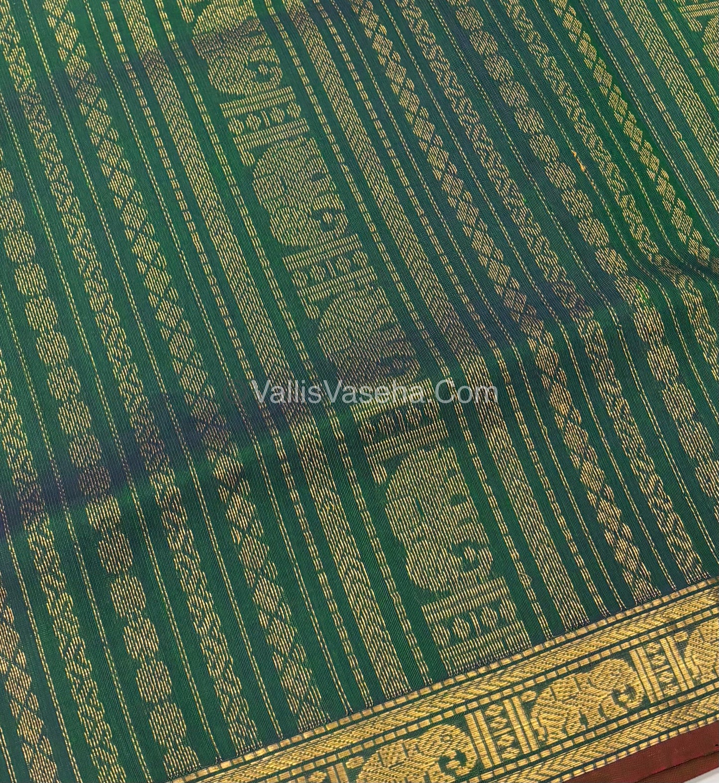 Pure Silk Cotton Saree - Retta Mayil Design - Dual Tone - Green Shade - VVRMS001