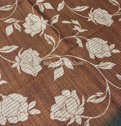 Art Tussar / Art Silk - Orange & Green  Shade - VVATS004