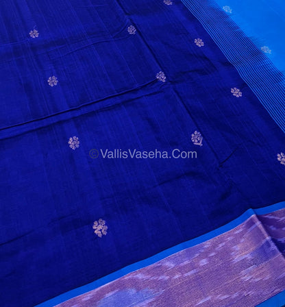 Semi Silk Cotton Saree -  Blue & Blue - VVSSC001