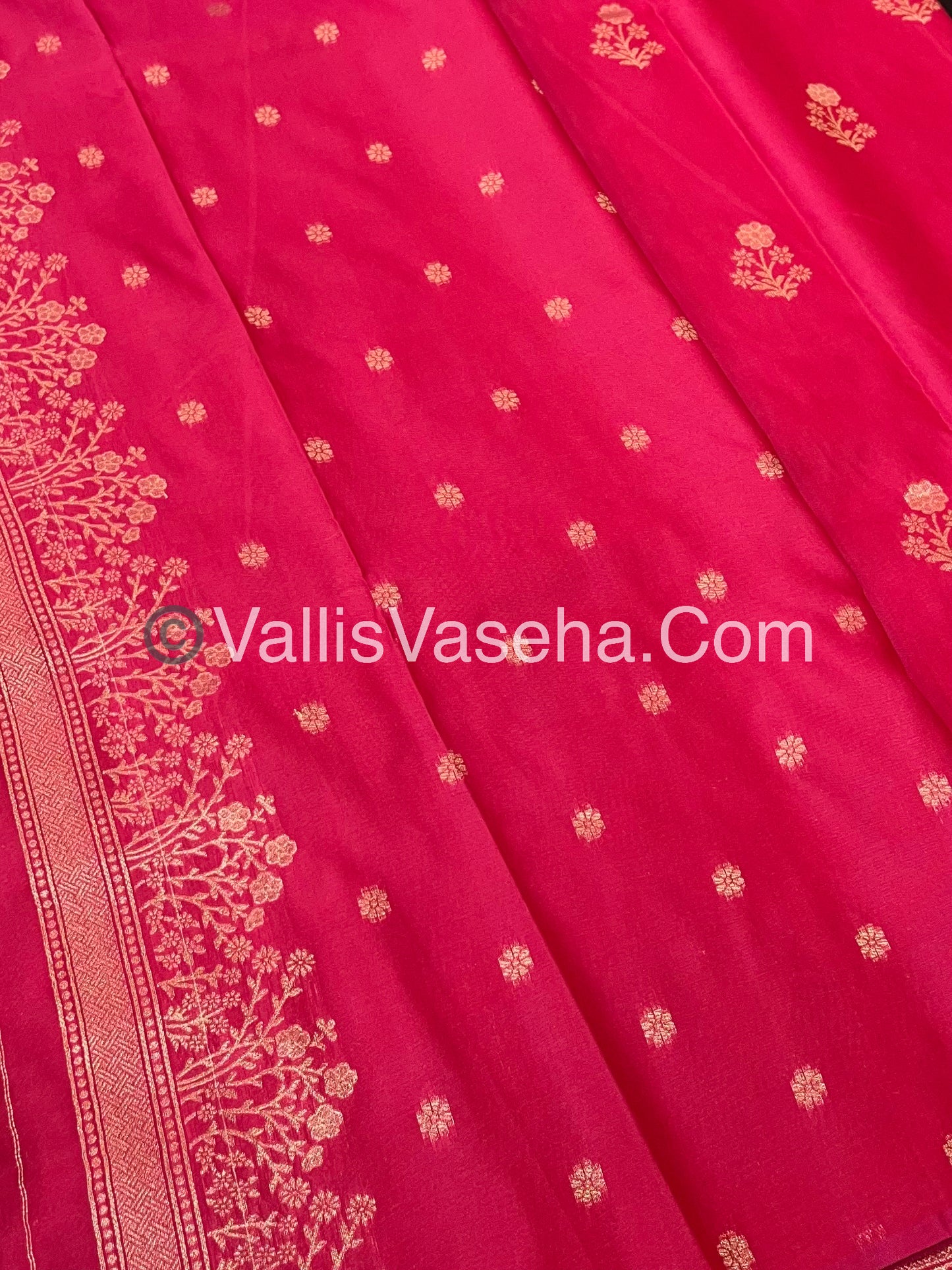 Semi Soft Silk with Border -Pink Shade  -VVSSS013