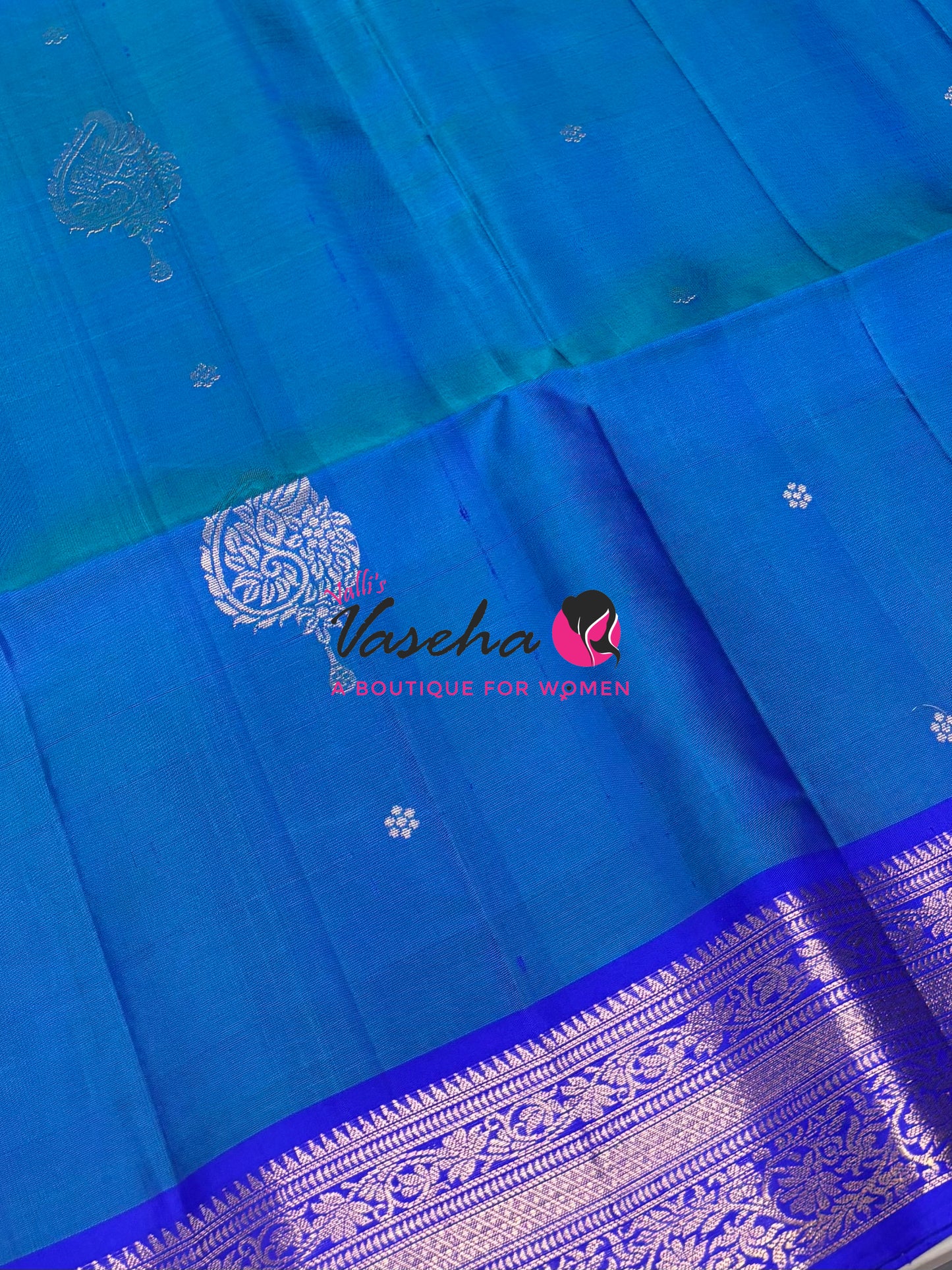 Pure Soft Silk Saree - Blue To Blue - Velum & Mayilum - Kanchi Border - VVPSS015 - 2