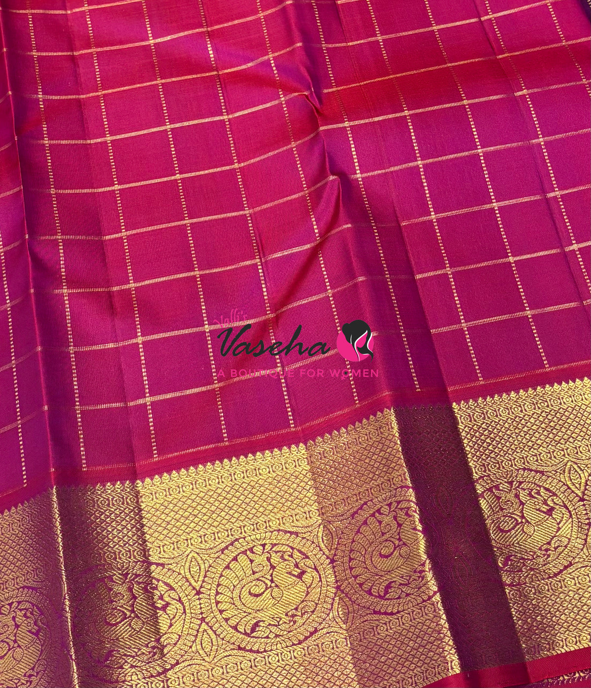 Pure Kanchipuram Silk Saree - Purple With Pinkish Red - VVPS097