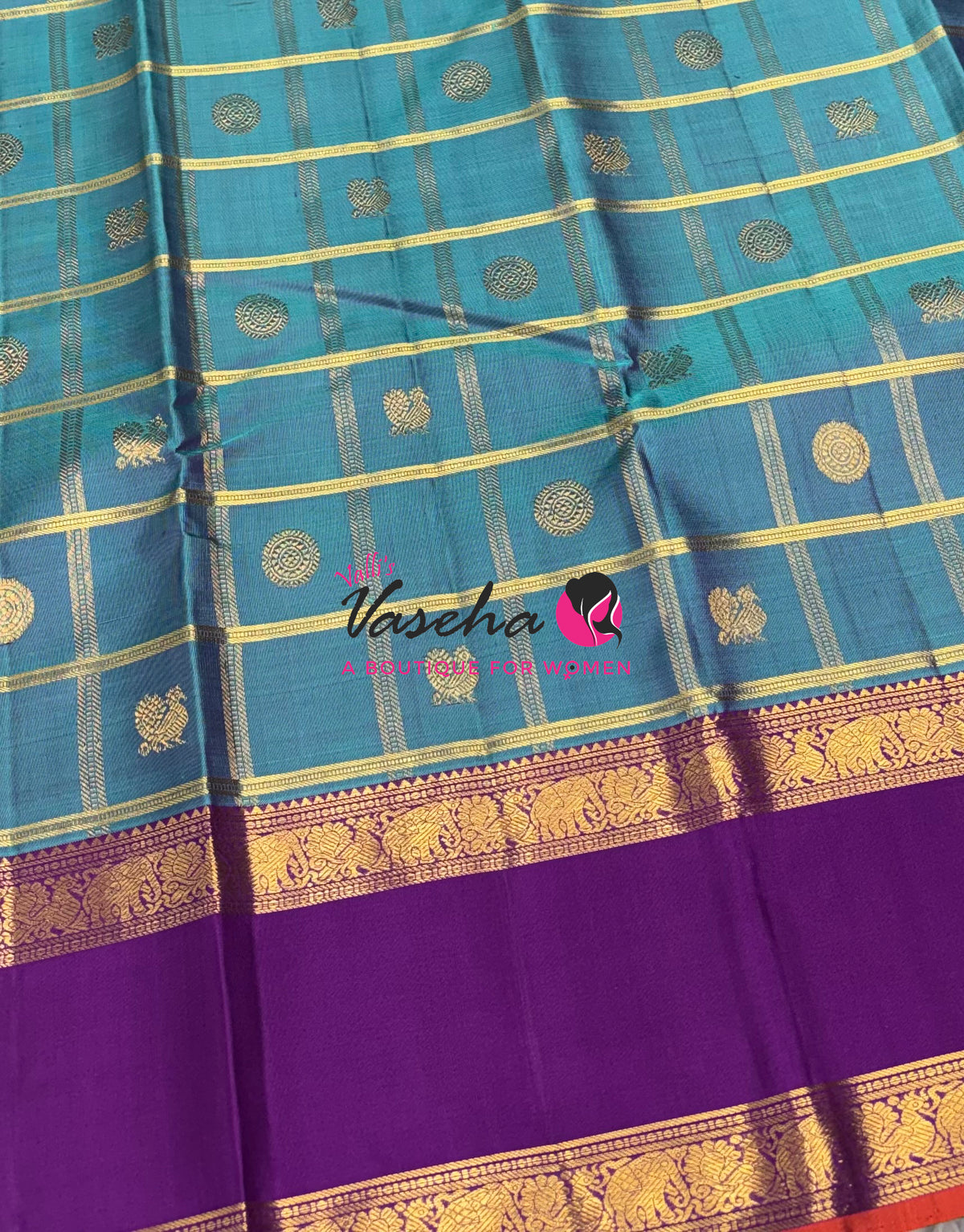 Pure Bridal Kanchipuram Silk Saree -  Blue & Purple Combo - VVPS076