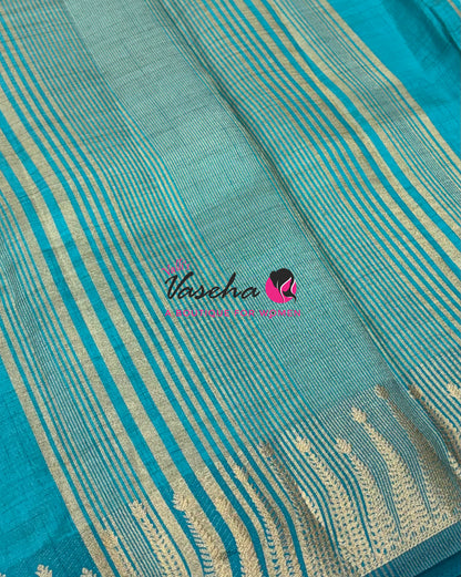 Semi Tussar Silk Saree | Blue Shade |VVSTS050