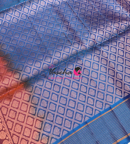 Half Mixed  Soft Silk Saree - (1.75 warp)Dual Tone Pink & Blue - VVPSS090