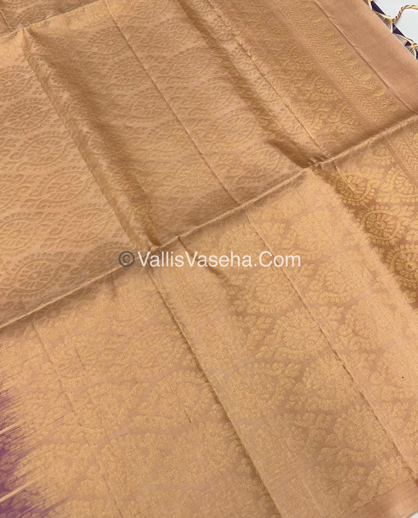 Purple with Creamish light peach Combo - Pure Soft Silk Saree - VVPSS010
