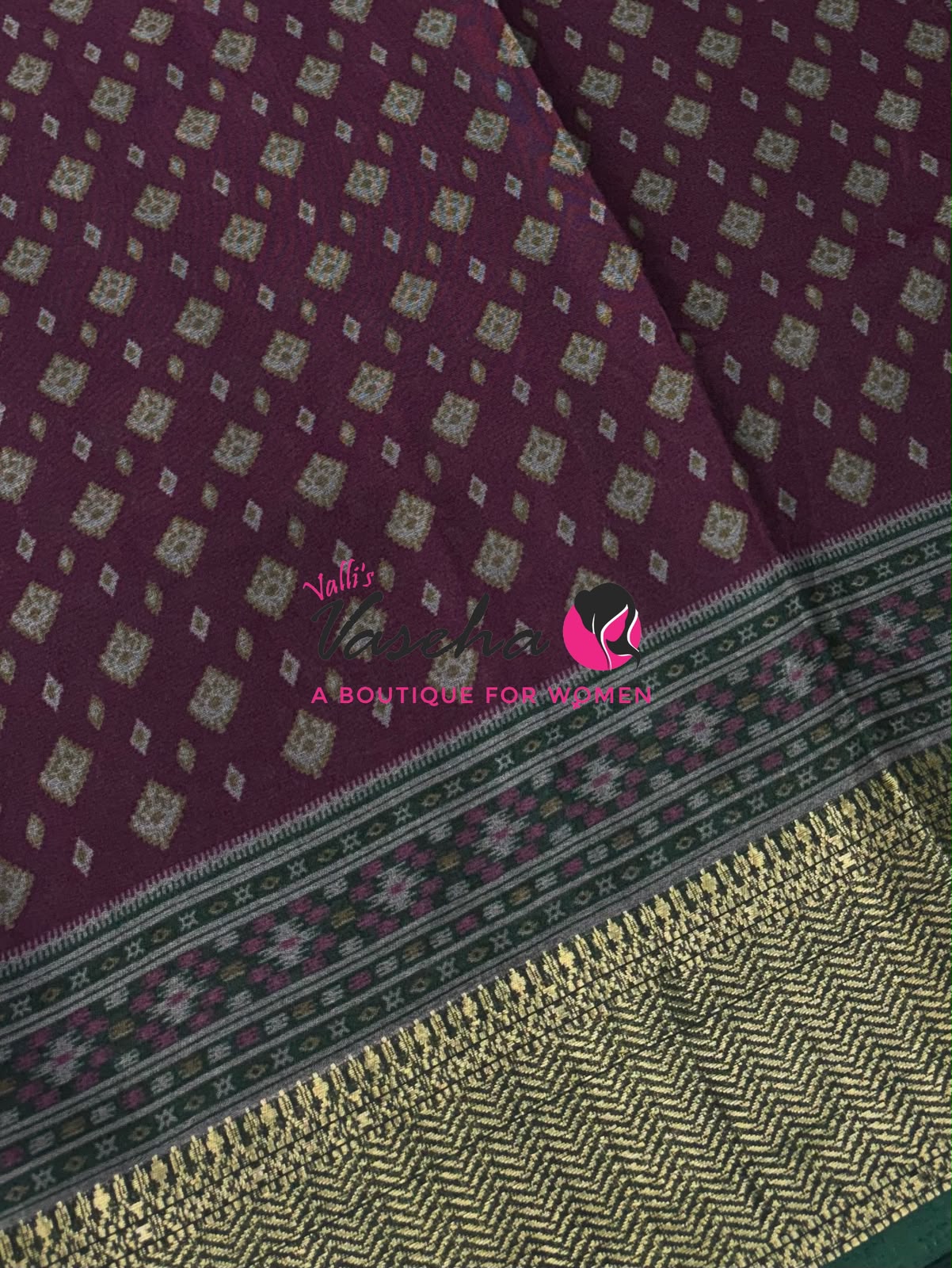 Casual Wear - Semi Patola Silk - Purple & Green Shade - VVSPS001