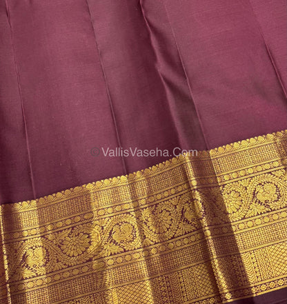 Pure Kanchipuram Silk Saree - Vaira Voosi design - Rust Orange & Wine Brown Shade - VVPS022