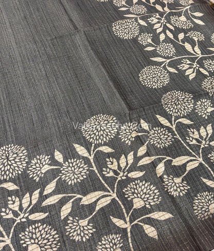 Art Tussar / Art Silk - Grey & Brown Shade - VVATS002