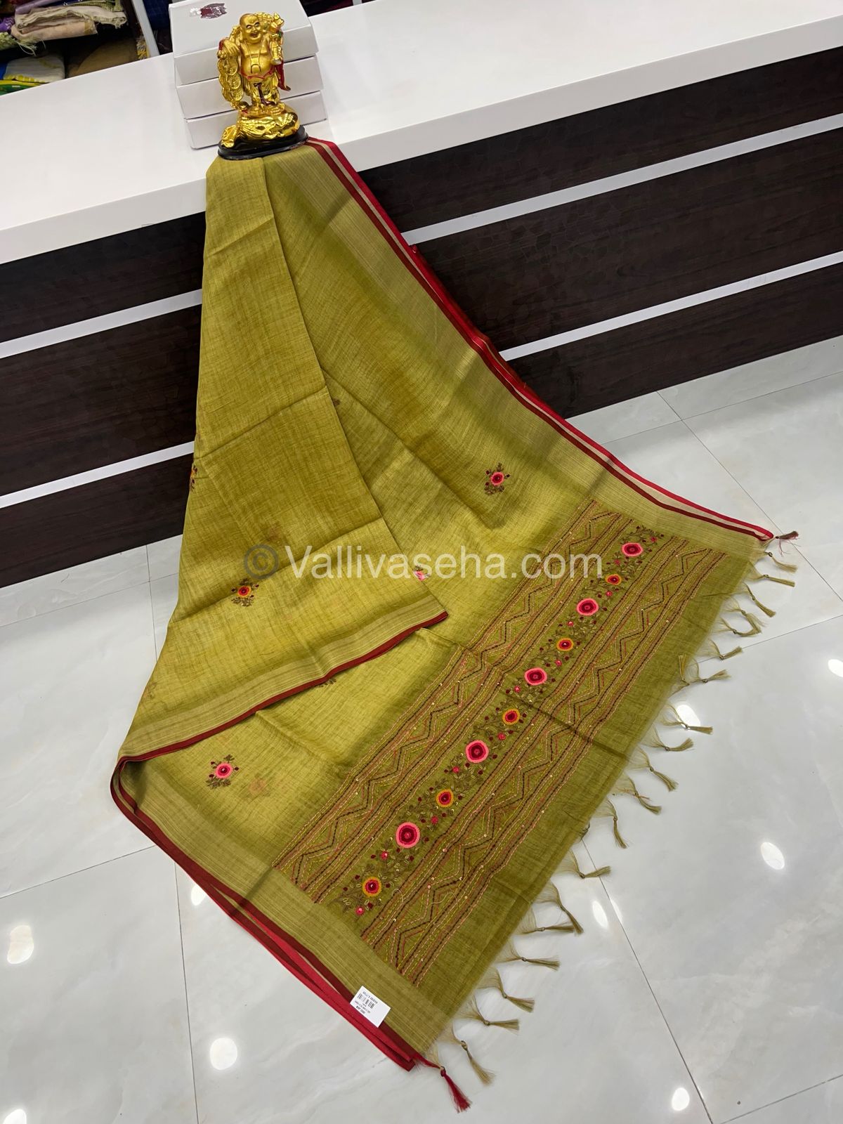 French Knot - Tissue Saree - Green Shade - VVLFN001
