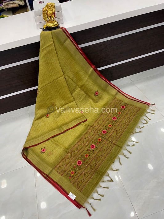 French Knot - Tissue Saree - Green Shade - VVLFN001