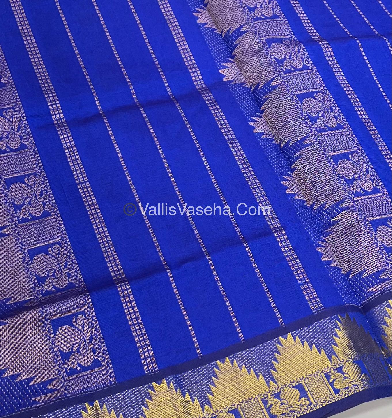 Semi Silk Cotton Saree - Maroon With Blue Shade - VVSSC005