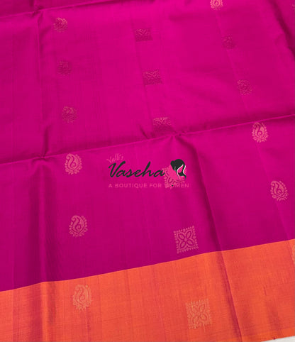 Pure Soft Silk Saree - Pink & Peachish Orange - VVPSS091