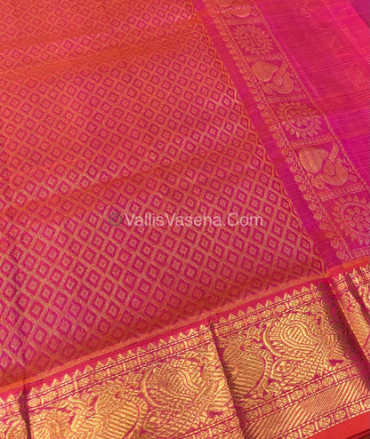 Pure Silk Cotton Saree - Vairavoosi checks - Mayil & Chakkaram - VVMCV002