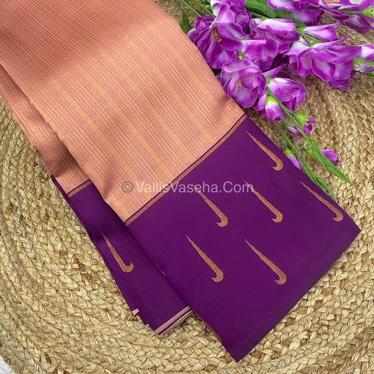 Kanchi Semi Silk - Peach with Purple VVKSS001