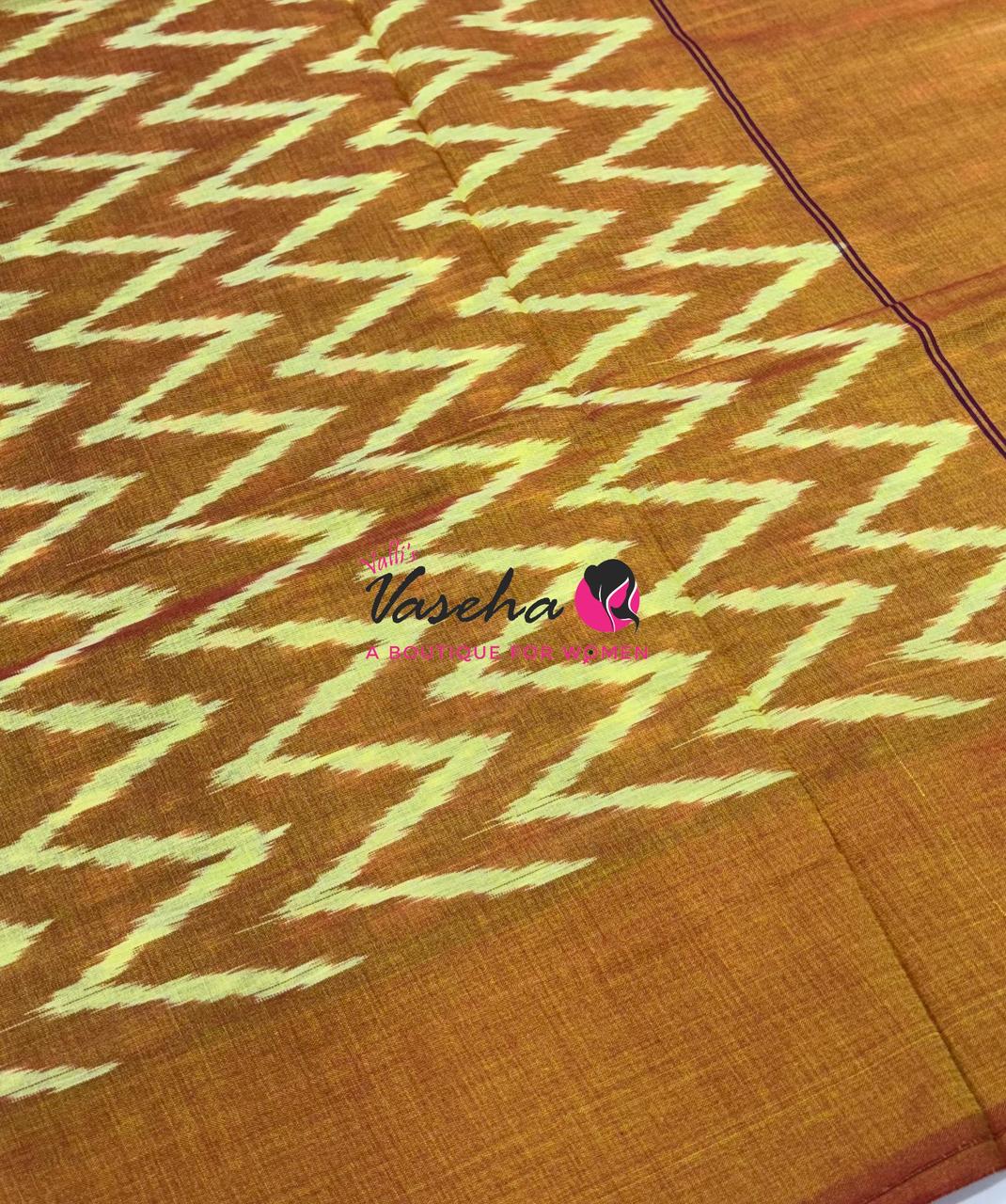 Ikkat Mercerised Cotton Saree - Single Ikkat - VVIKS001