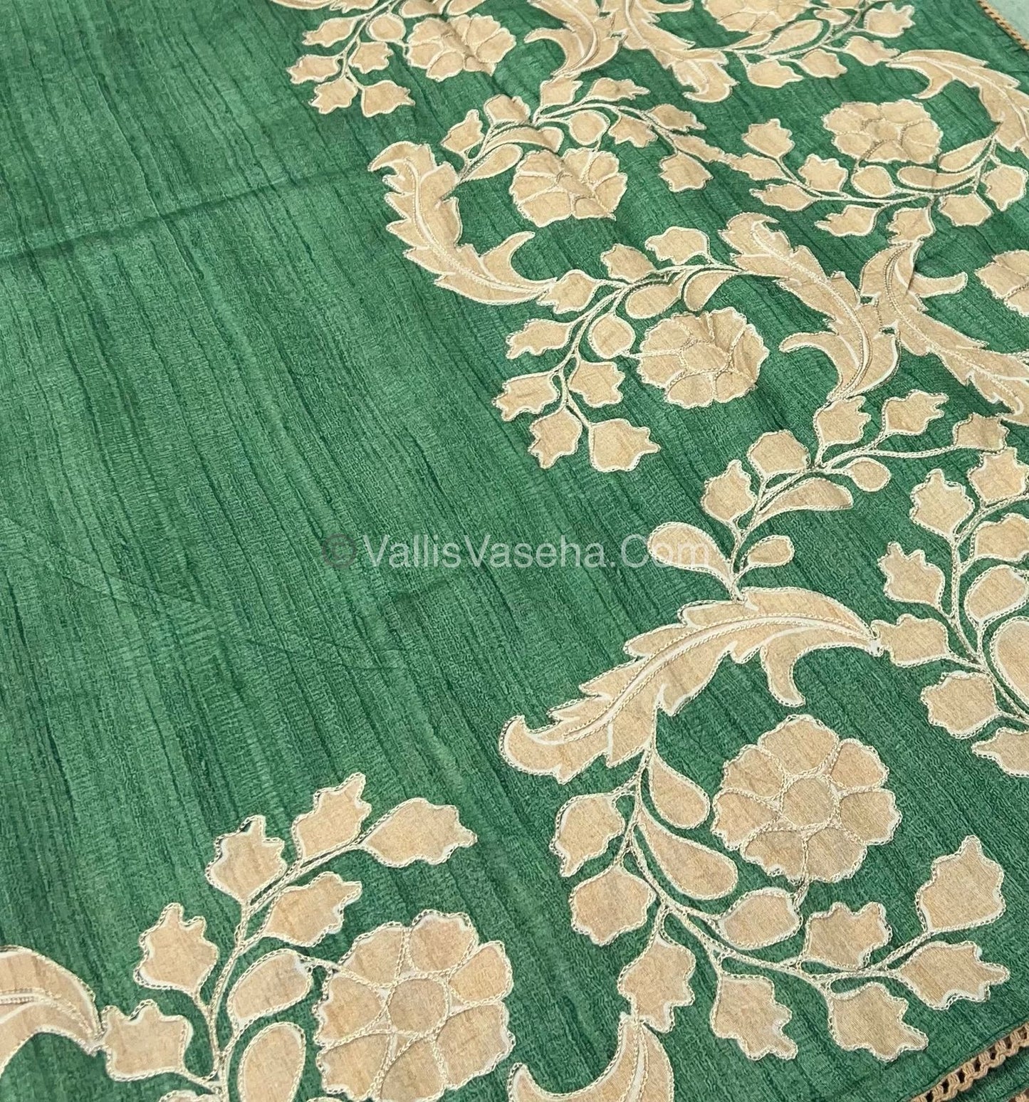 Semi Raw Silk with embroidery work - VVSRS001