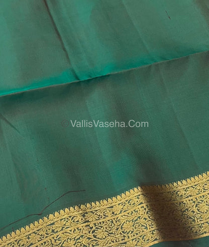 Pure Soft Silk Saree - Kanchi Border - Velum & Mayilum - Rust Orange & Green Combo - VVPSS046
