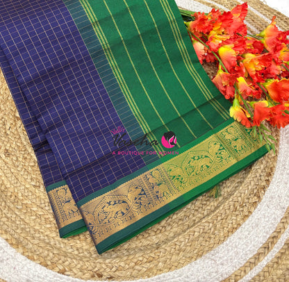 Semi Silk Cotton Saree - Checks Pattern - VVSSC019