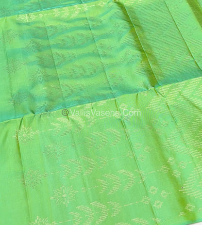 Pure Soft Silk Saree - Border Less  - Green & Blue Shade - VVPSS055