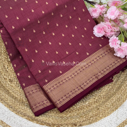 Semi Tussar Silk - Grand Pallu Wine Shade - VVSTS023
