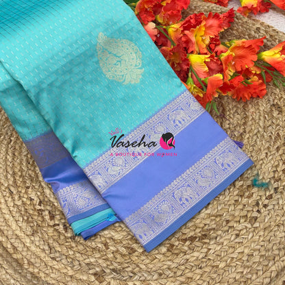 Semi Soft Silk - Pastel Blue With Light Lavender - VVSSS038