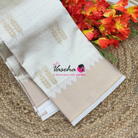 Semi Tussar Silk Saree | White Shade |VVSTS051
