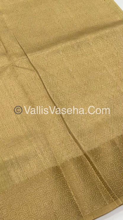 Semi Tussar Silk - Grand Pallu  - Cream Shade - VVSTS025
