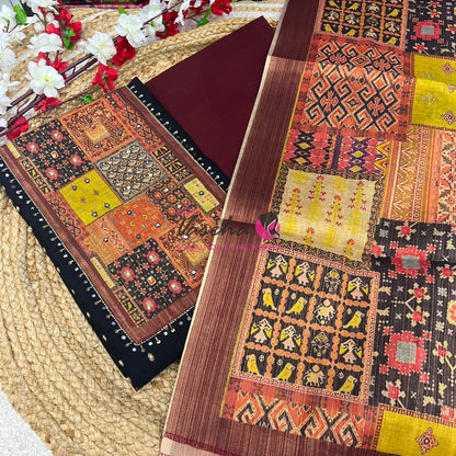 Unstitched Semi Chanderi Salwar Material  | VVUSM031