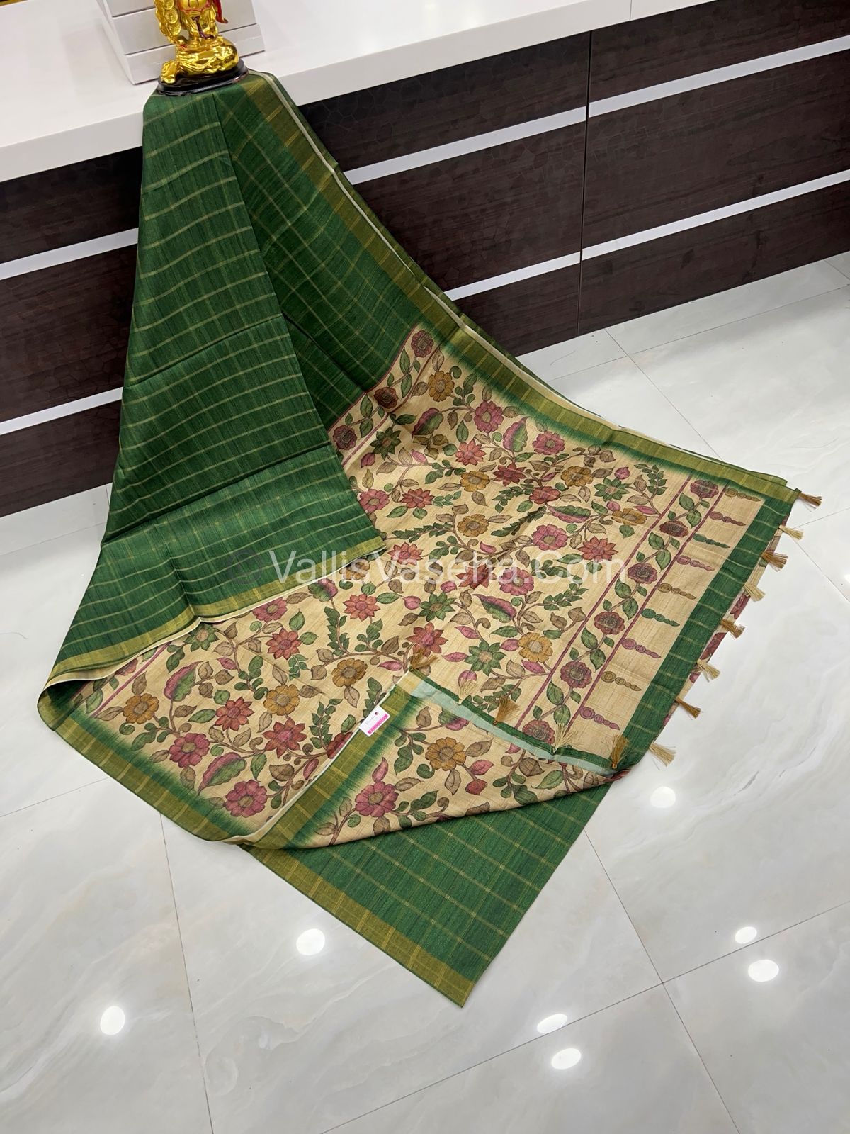 Semi Gicha Tussar Silk Saree - checks pattern - VVSGT001