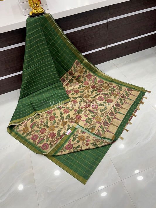 Semi Gicha Tussar Silk Saree - checks pattern - VVSGT001
