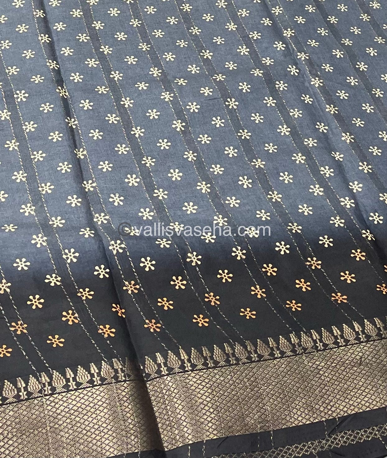 Chanderi Mixed Cotton Saree - Varli Prints - VVMCV001