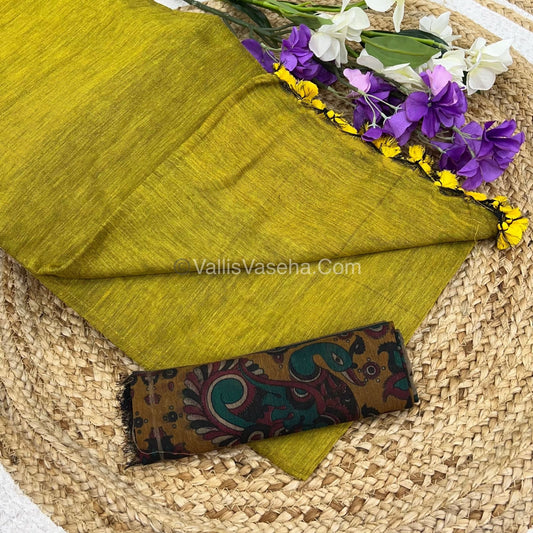 Khadi Cotton Sarees with Kalamkari Blouse - VVKCK001