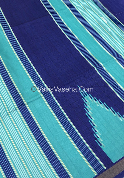 Semi Chanderi Saree - Sea Blue & Ink blue  Combo - VVSCS003