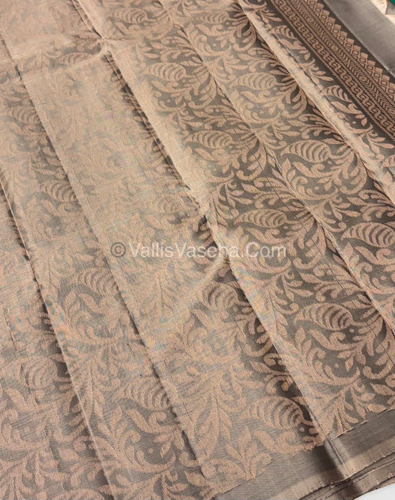 Half Mixed  Soft Silk Saree - Green With Grey - VVPSS073