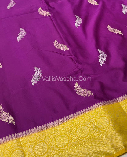 Premium Viscose Saree - Purple & Yellow Shade - VVPV001