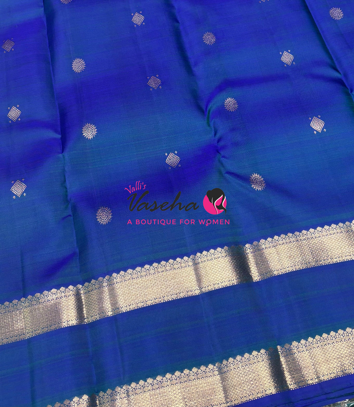 Pure Kanchipuram Silk Saree - Peacock Blue Shade - VVPS095