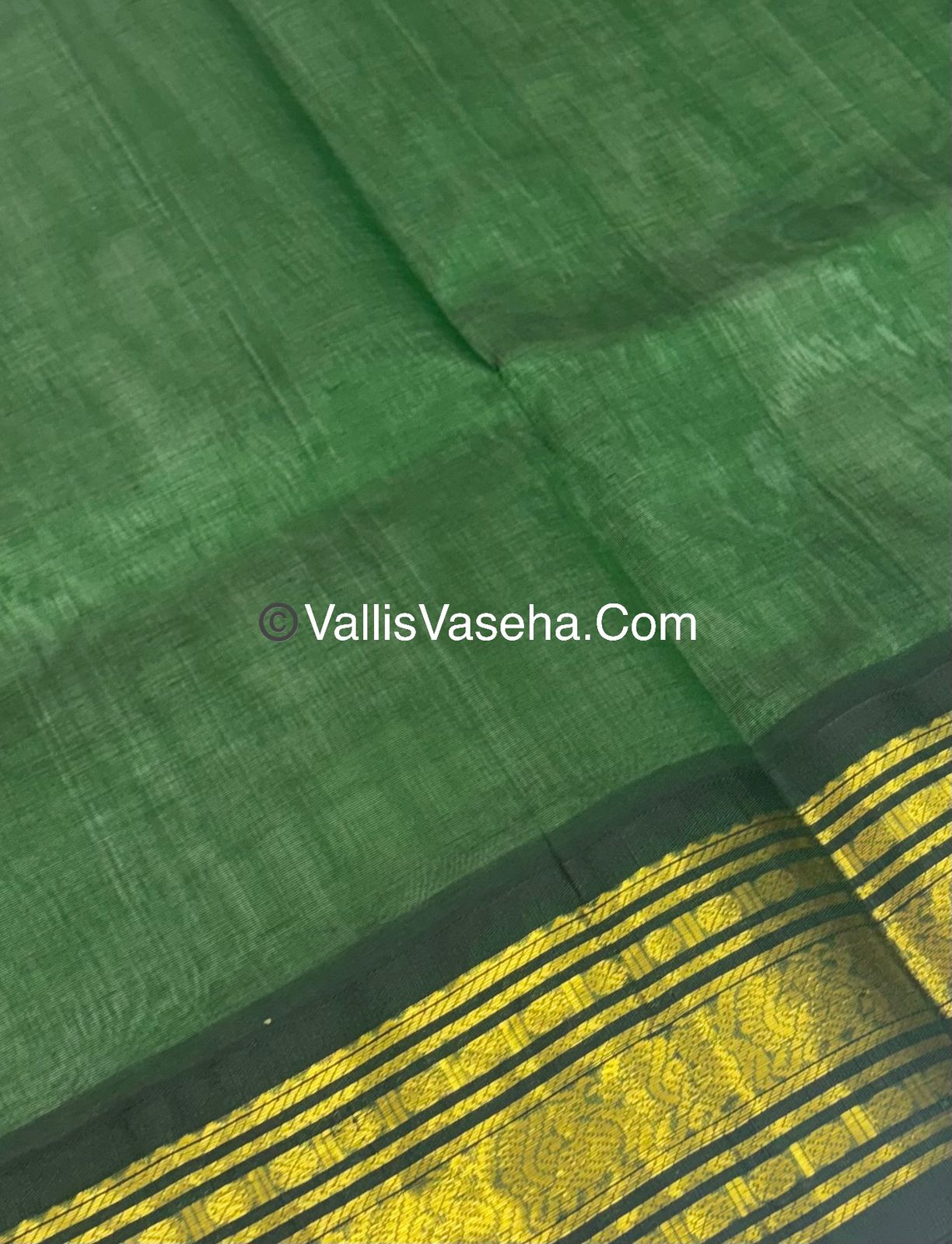 Pure Korvai Silk Cotton - Green with Green - VVKSC025
